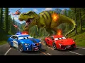 Download Lagu Dinosaur Attack on Cars: Giant T-Rex Destroys City \u0026 Monster Trucks | Hero Cars  Animation