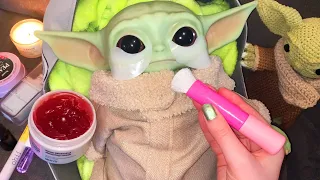 ASMR Baby Yoda Night Time Routine (Whispered Skincare)