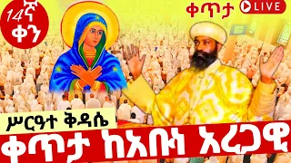 Live ነሐሴ 14 የጾመ ፍልሰታ ሥርዓተ ቅዳሴ የሱባኤው የመጨረሻ ቀን ቀጥታ ከደብረ ከዋክብት አቢነ አረጋዊ Batekirekosemedia Eotc 