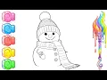 Snowman Coloring Page Winter Coloring for Kids Fun Relaxing Art for Children
