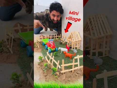 Mini cow shed roof mini project idea diy tractor making #shorts #minivillage #diyprojects