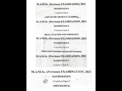Download MP3 MSC (Previous) Mathematics 2021 All Papers Shekhawati University // PDUSU Exam 20221 Paper