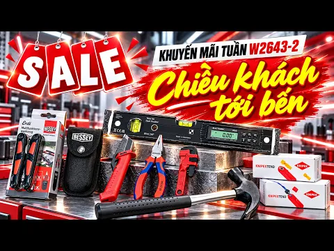 [Khuyến mãi W2643-2] "Chiều Khách Tới Bến" - Kéo BESSEY đa năng xịn xò, búa kỹ thuật, thước thủy...