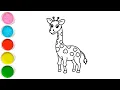 How To Draw Cute Giraffe Drawing Painting Coloring For Kids and Toddlers - Child Art