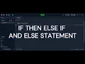 If then else and else if statement in