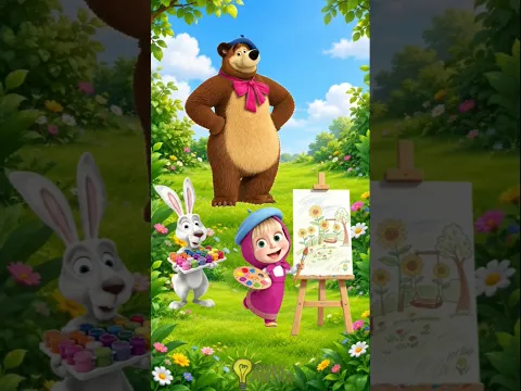 Menebak Bayangan Masha Melukis di Taman Bersama Beruang #masha #mashaandthebear #tebakgambar