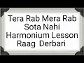 Tera rab mera rab sota nahi in Raag derbari harmonium lesson
