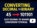 Converting Decimal to Binary Easy Decimal to Binary Conversion Tutorial