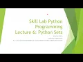 Lecture 6 Python sets