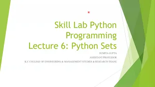 Lecture 6 Python sets