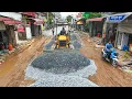 Download Lagu Good Skilled bulldozer pushing Gravel To build foundation road with dump truck Transport Gravel