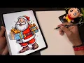 Christmas Day Drawing,  Santa Claus Drawing,  Outline Tutorial 😍