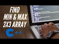 Finding the minimum and maximum of a 3x3 2D-array - c