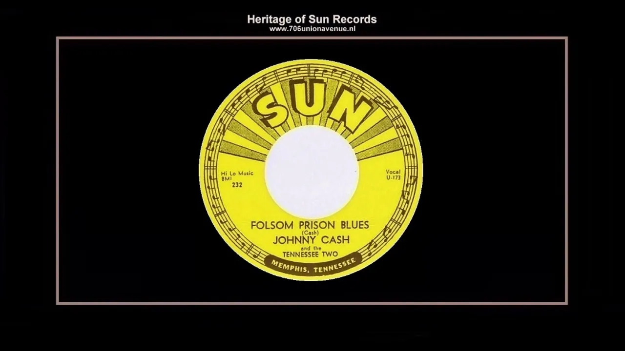 (1955) Sun 232-B ''Folsom Prison Blues'' Johnny Cash & The Tennessee Two