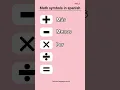 Basic Spanish Vocabulary Math Symbols