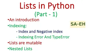 Python Lists Lists in Python examples Indexing Nested Lists Mutable Negative index CBSE