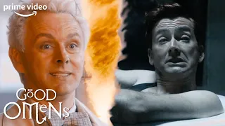 crowley u0026 aziraphale switch bodies to save each other good omens prime video