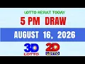 Lotto Result Today 5pm Draw August 16 2026 PCSO Swertres Ez2