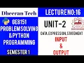 GE8151 PROBLEM SOLVING AND PYTHON PROGRAMMING PSPP Manojkumar Lectures input and output statements