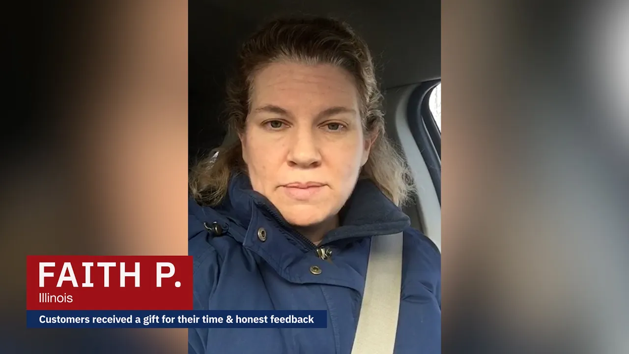 Video thumbnail showing Faith P. giving a review of the Patriot Pure water filter, highlighting clean water benefits during emergencies.