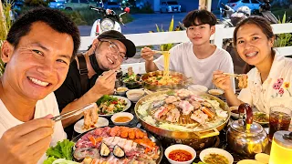 หมูกระทะ มาม่าหม้อไฟ ทีเด็ด Y kiki บ้านโป่ง ราชบุรี | น้องบีม