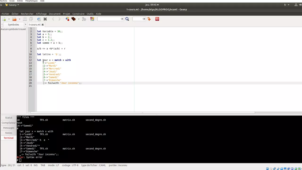 cours 7 match x with ocaml