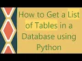 How to Get a List of Tables in a Database using Python