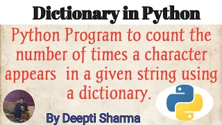 Python program to count character frequency in a string using a dictionary