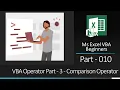 MsExcel VBA Beginners Part 010 VBA Operator Part 3 Comparison Operator