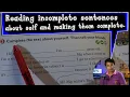 READING INCOMPLETE SENTENCES ABOUT SELF AND MAKING THEM COMPLETE BASIC ENGLISH FOR GRADE 5 TR 87