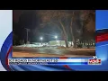 High winds blowing snow and ice cause slick driving conditions