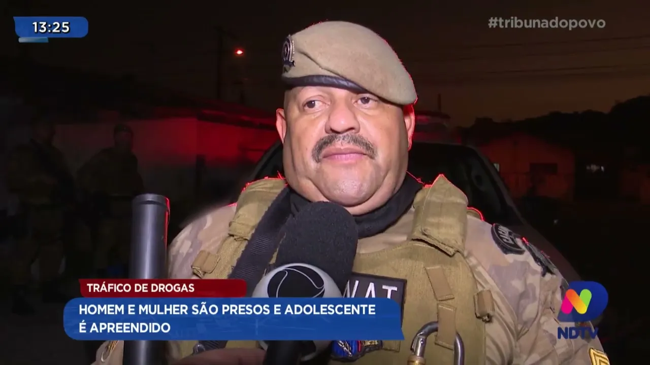 Tráfico de drogas: homem e mulher são presos e adolescente é apreendido