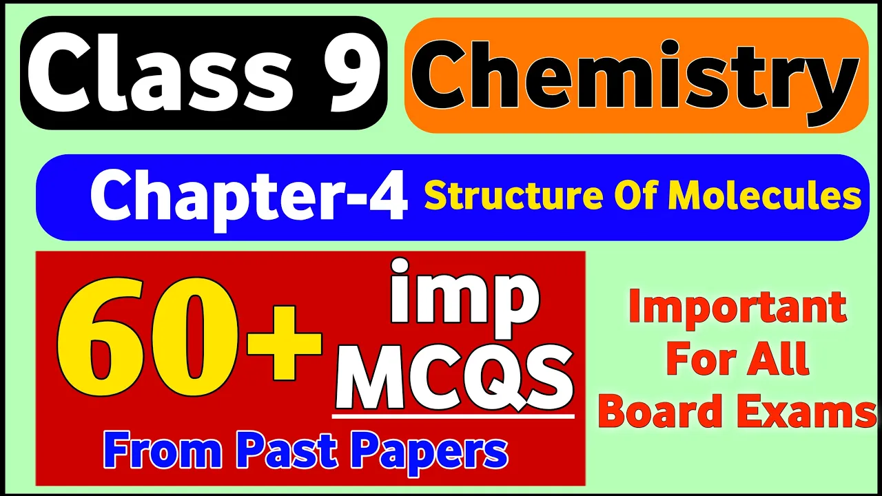 9th Chemistry Chapter 4 Mcqs | Structure Of Molecules Mcqs | 9th Chemistry important Past Paper Mcqs
