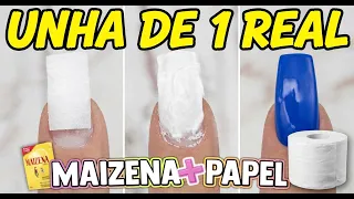 UNHA DE PAPEL HIGIÊNICO COM MAIZENA QUE DURA 15 DIAS | Alongamento Caseiro 1 REAL