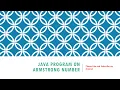 Java program on Armstrong Number