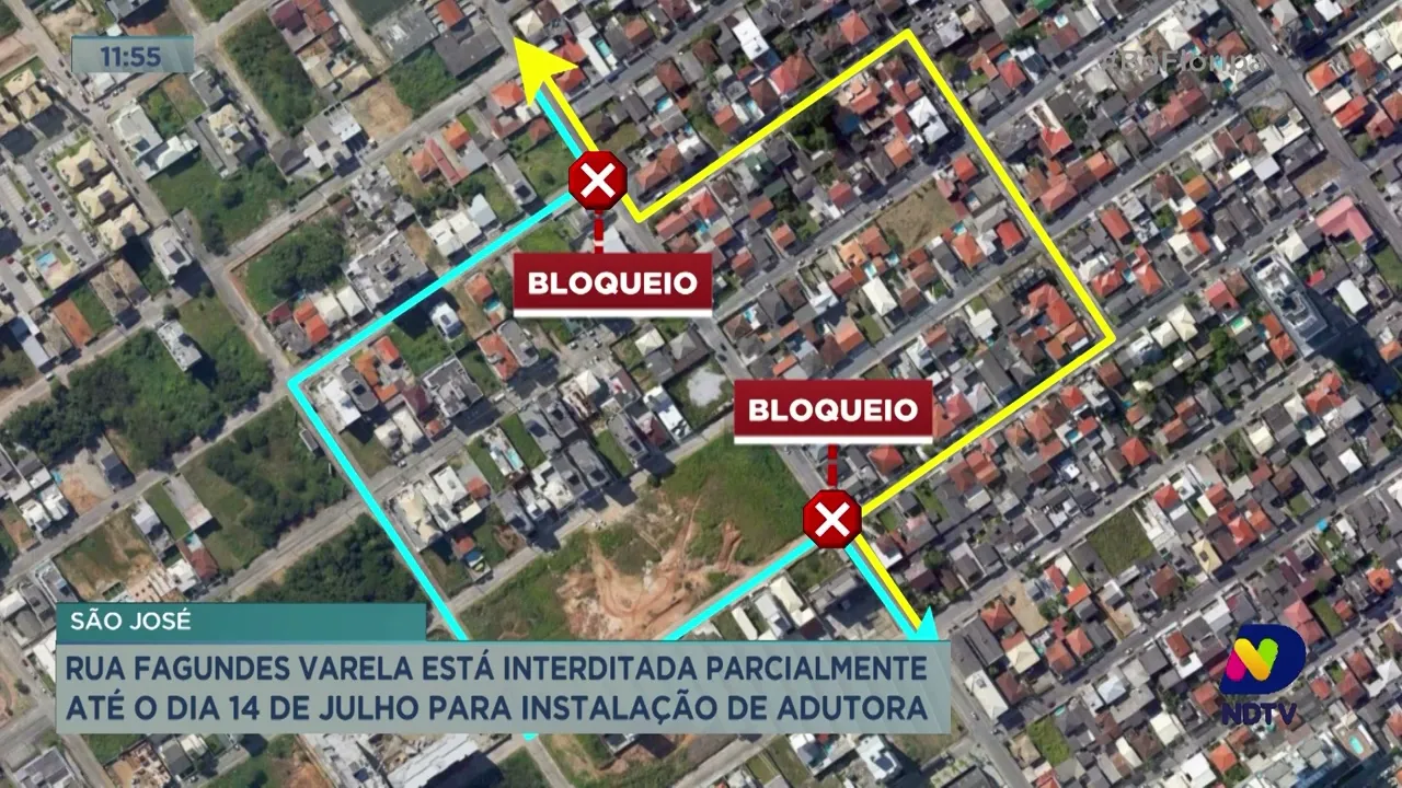 Rua Fagundes Varela está interditada parcialmente até o dia 14 de julho para instalação de adutora