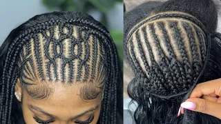 Half sewin half feedin braids How to do half sewin half braids