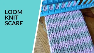 Loom Knit Scarf with Horizontal Stripes Two Colours Double Knitting Long Loom