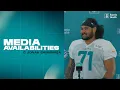G Jonah Savaiinaea meets with the media Miami Dolphins