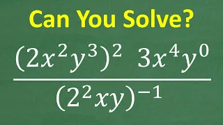 2 x squared y cubed squared times 3 x to the 4th y to the 0 all over 2 squared xy 1 power