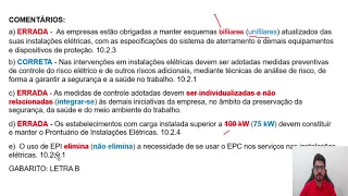Aula 20 - NR 10 - Serviços em Eletricidade - Questões