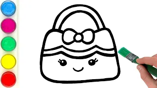 Cute Bag Drawing, Painting, Coloring for Kids and Toddlers | How to Draw Easy