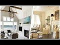 75 Vaulted Ceiling Living Space With A Wood Fireplace Surround Design Ideas You ll Love