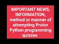 Important instructions for Python quiz 21-22 session on Prutor