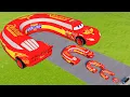 Lagu Big \u0026 Small Curved Lightning Mcqueen vs Trains | BeamNG.Drive