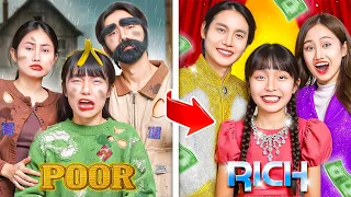 عائلة فقيرة أصبحت عائلة غنية فتاة فقيرة تتظاهر بالثراء في حفل عيد ميلادها 