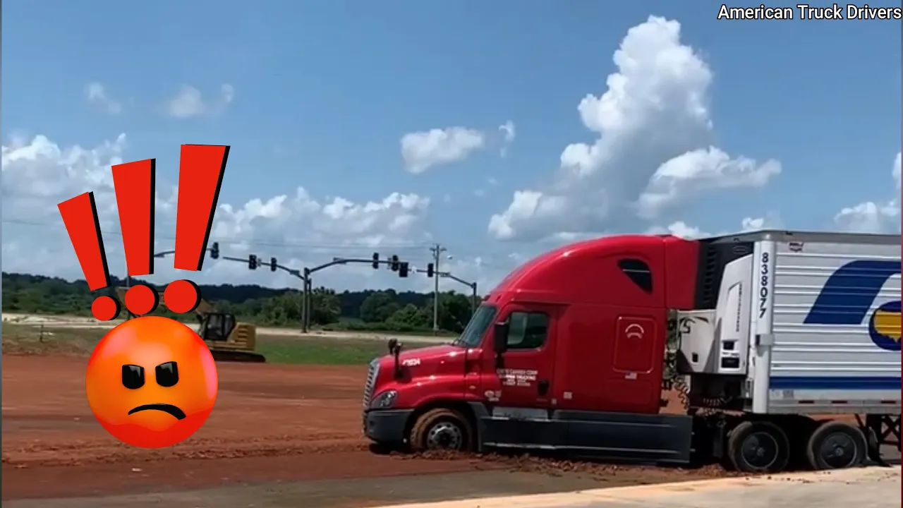 Truck Stop Accident. Bad Truck Driver Skills & Semi Parking Fails