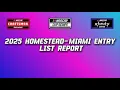 2025 HOMESTEAD MIAMI ENTRY LIST REPORT