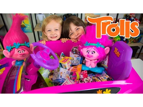 Download MP3 HUGE Trolls Movie Surprise Car Toy Surprise Eggs Girl Toys Slime Baff Dreamworks Kinder Playtime