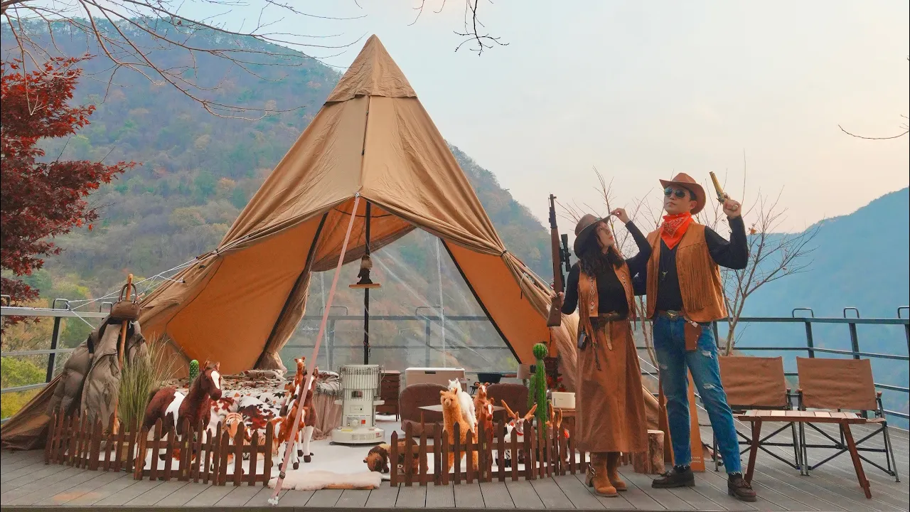 뻥 뚫린 마운틴뷰에서 즐기는 카우보이 캠핑🐴 / 완벽한 티피텐트 좌식캠핑⛺️수만리캠핑장 / camping v-log サムネイル